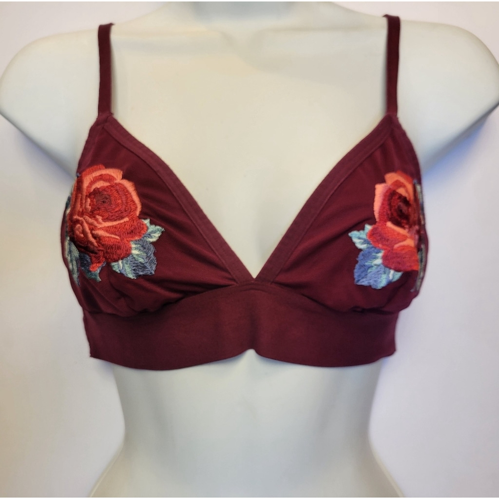 Victoria's Secret PINK lace triangle bralette with roses sz Small - Picture 2 of 7